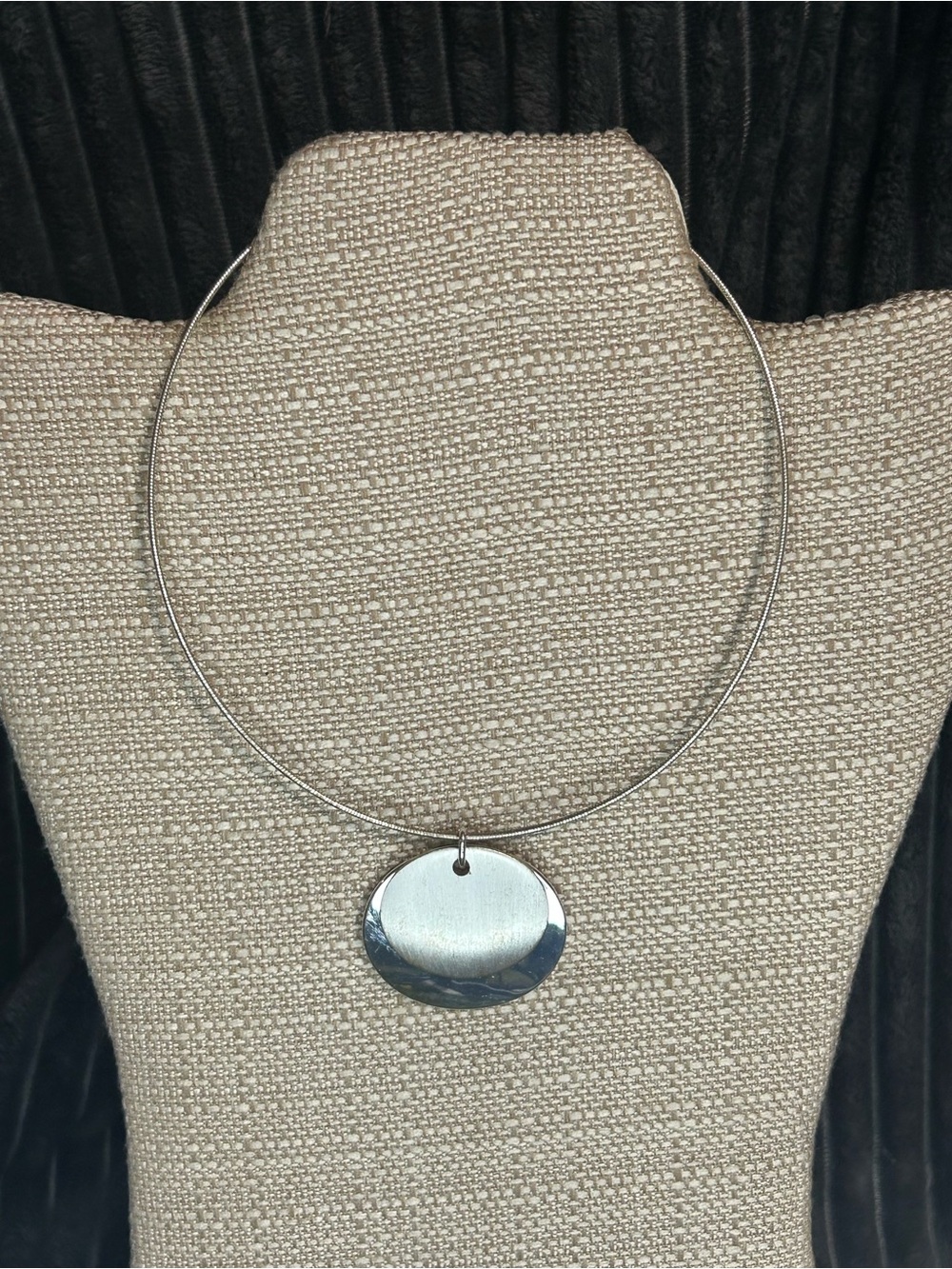 Monet Silver Tone Round Disc Choker Necklace